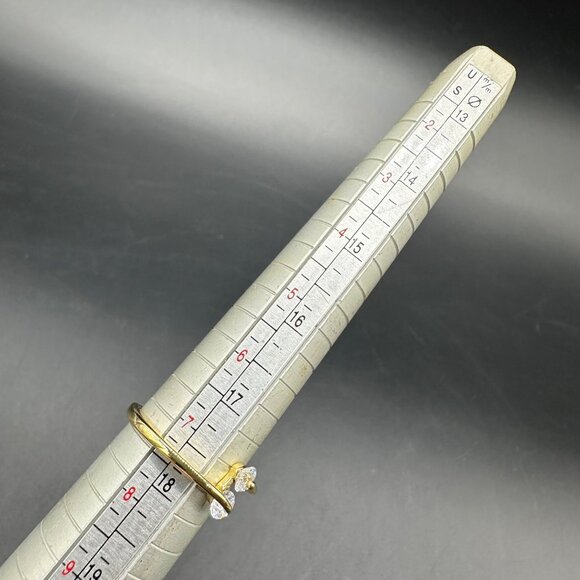 Vintage Ring Gold Tone Two White Rhinestones Retro Modern About Size 7.5 - Picture 8 of 8